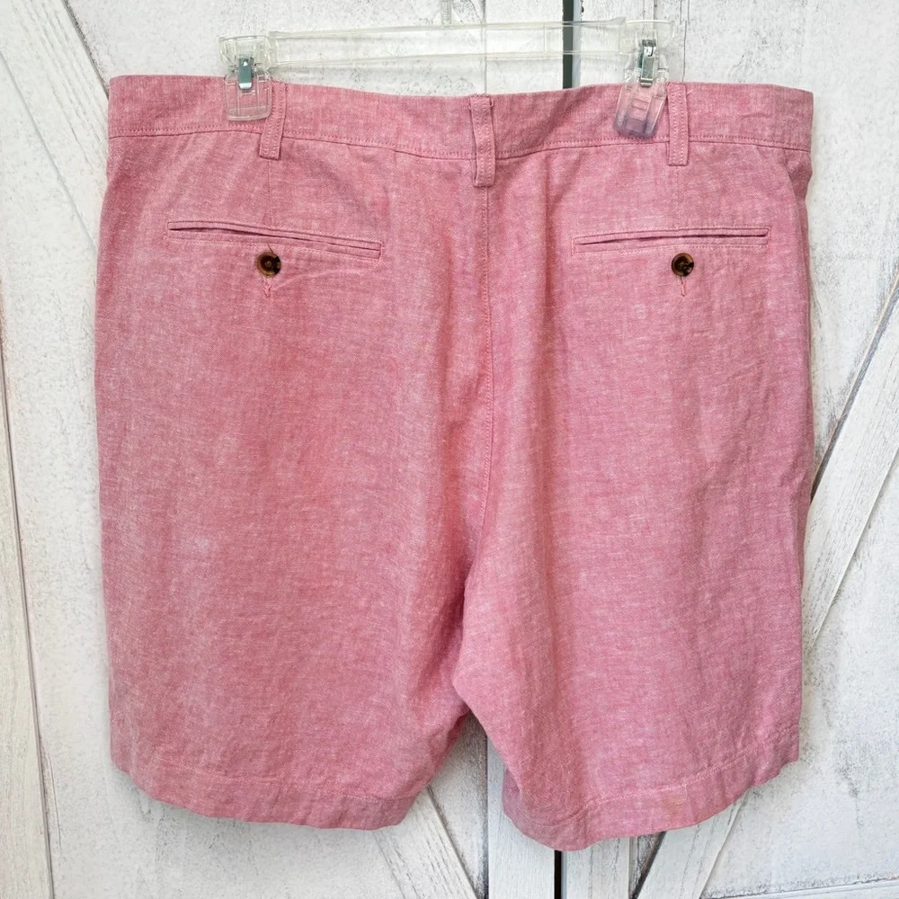 J. Crew Men’s Chino Shorts Size 38 Pink Linen Cotton Regular Fit Flat Front